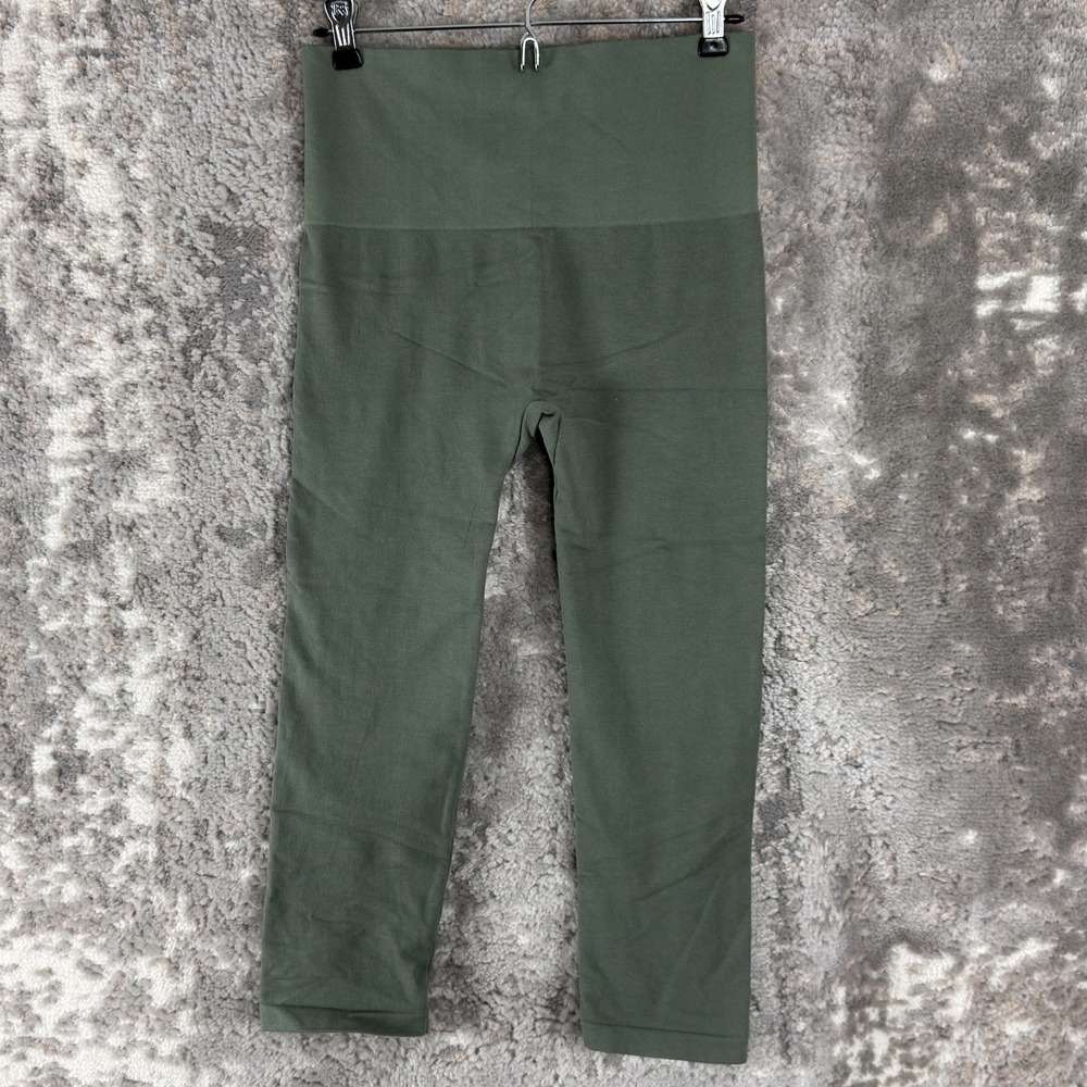 Elietian Size One Size Stretch Cropped Capri Leggings Pants Green Casual